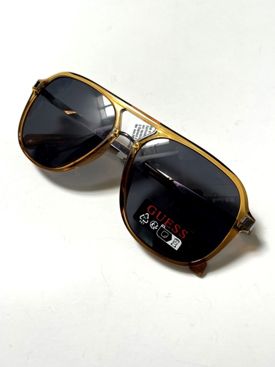 New GUESS Aviator Sunglasses GO00099 Double Bridge Acetate Amber Black Lens main image 4